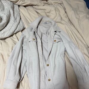 Light Beige Women’s Button-Front Coat